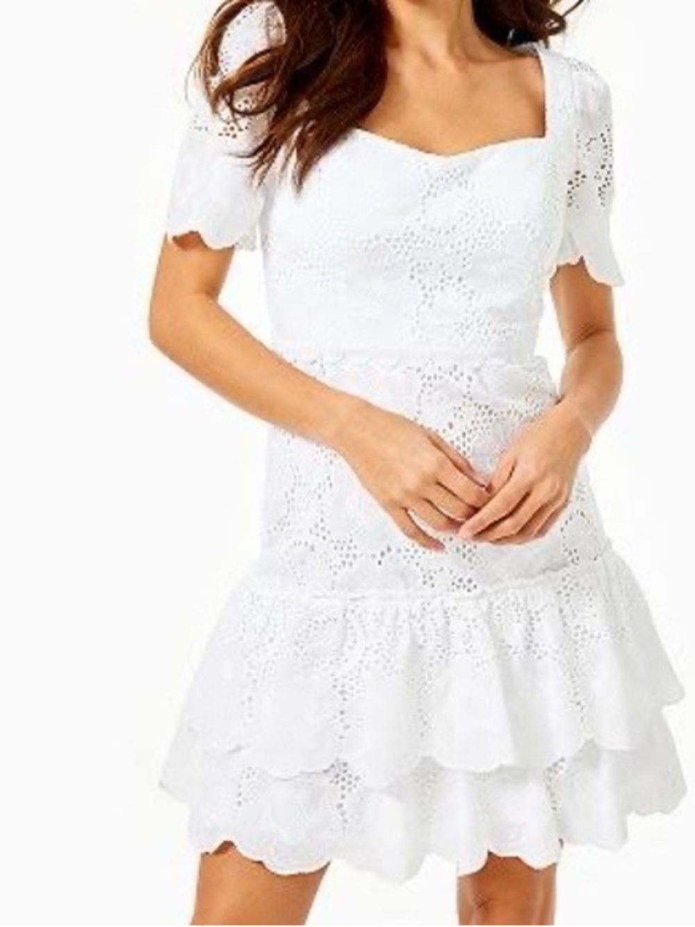 Lilly Pulitzer White Eyelet Tiered Short Dress
